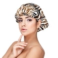 thumbnail image 1 of Rateoe Watercolor Zebra Pattern Silk Satin Hair Bonnet for Sleeping, Adjustable Sleep Cap Turban for Women , Curly Straight Hair Long Large Braid, 1 of 6
