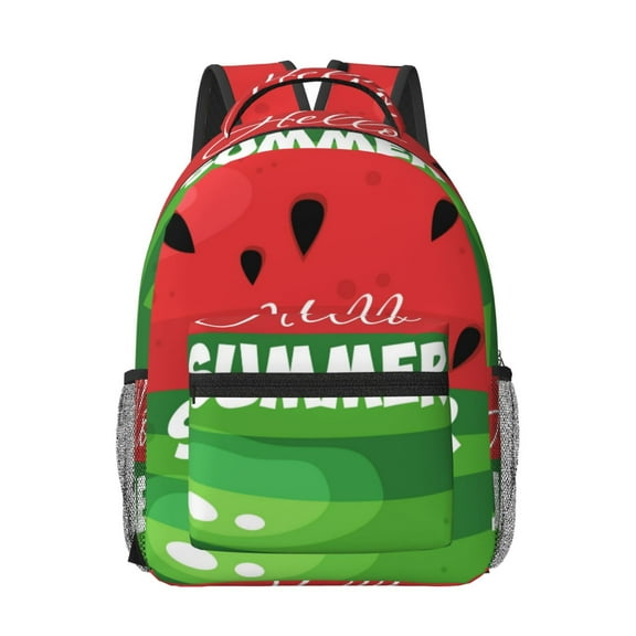 Rateoe Watermelon Hello Summer Pattern Durable Student Backpack Laptop Bag- Ergonomic Design, Waterproof Twill Fabric - Ideal for School, Travel, and Outdoor Activities