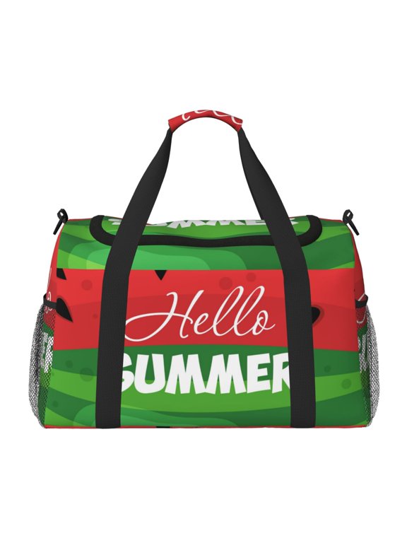 Watermelon Hello Summer Pattern Gym Bag for Women, Duffle Bag for Travel with Wet Pocket, Carry on Weekender Bags for Women, Water Resistant Travel Bag Duffel Bag
