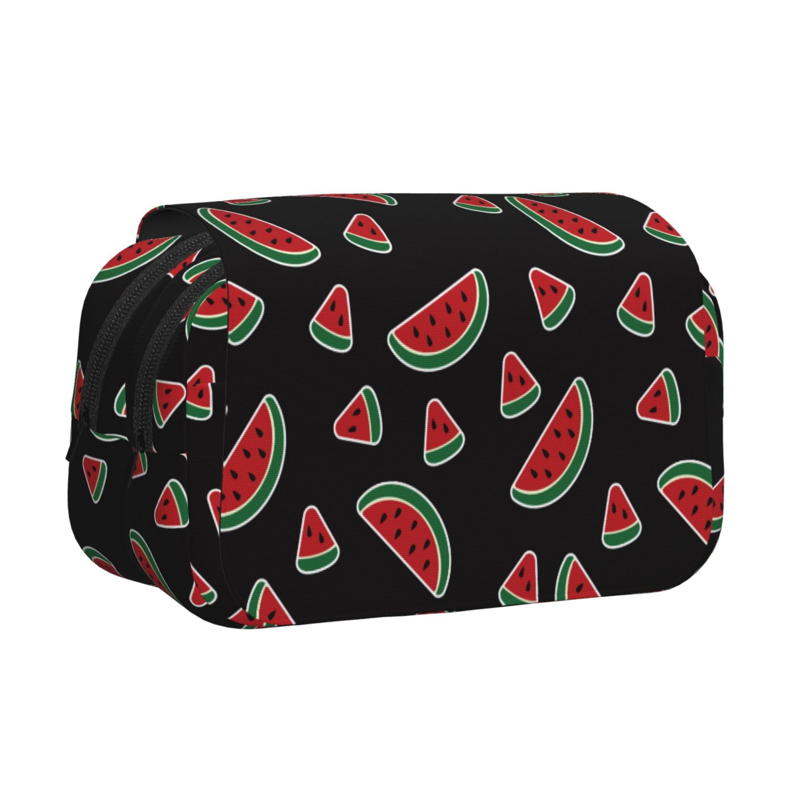Rateoe Watermelon Pattern Double Clamshell Pen Case, Storage Organizer with Two Zipper Compartments– Holds Up to 50 Pencils & Pens