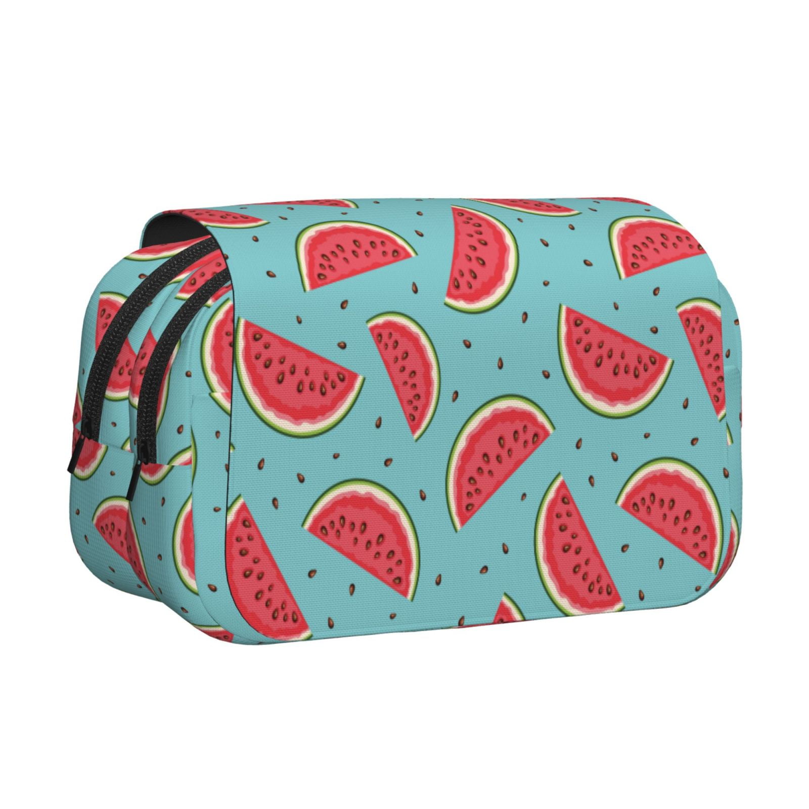 Rateoe Watermelon Pattern Double Clamshell Pen Case, Storage Organizer with Two Zipper Compartments– Holds Up to 50 Pencils & Pens