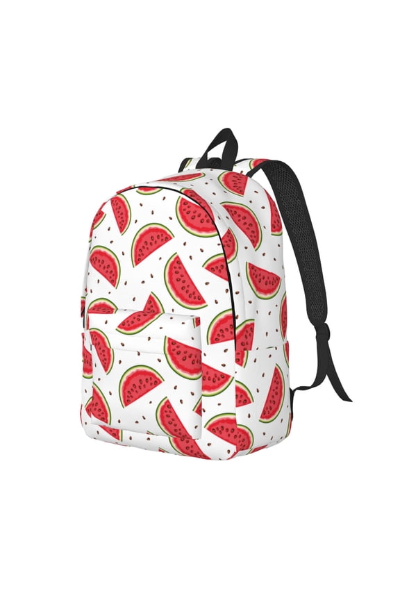 Watermelon Pattern Durable Canvas Backpack for Men & Women – Stylish & Lightweight – Adjustable Straps, Multiple Pockets – Fits 15-17 Inch LaptopsMedium