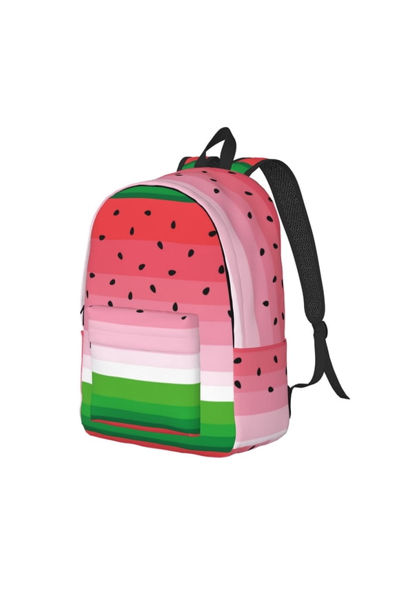 Watermelon Pattern Durable Canvas Backpack for Men & Women – Stylish & Lightweight – Adjustable Straps, Multiple Pockets – Fits 15-17 Inch LaptopsMedium