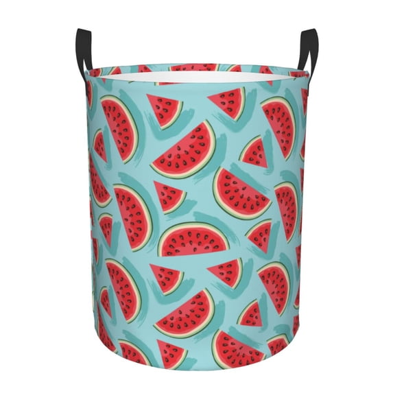 Rateoe Watermelon Pattern Round Laundry Hamper Basket, Tall Hamper Basket for Blanket Storage, Nursery Clothes Hamper for Laundry in Bedroom and College Dorm-Medium