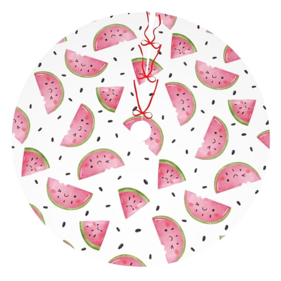 Rateoe Watermelon Print Christmas Tree Skirt 30" for Xmas Holiday New Year Party Circle Tree Mat Ornaments Decoration