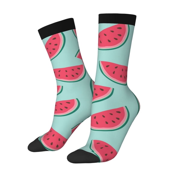 Rateoe Watermelon for Women Casual Calf Socks - Cute Crew Socks - Thin Soft Above Ankle Socks Size 5-11
