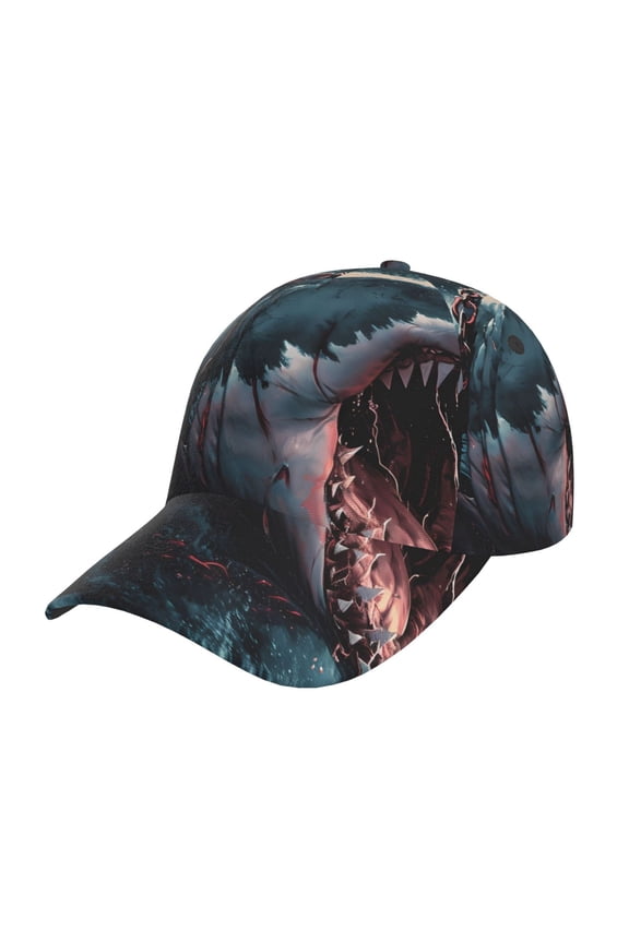 Wave Chain Shark Pattern Baseball Cap Outdoor Cap Mountain Dad Hat - Unstructured Soft Cotton Cap-Adjustable UV Protection Cap