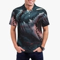 thumbnail image 1 of Rateoe Wave Chain Shark Pattern Men's Short Sleeve Polo Shirts, Golf Polo Shirts Short Sleeve Performance Moisture Wicking Dry-Small, 1 of 6