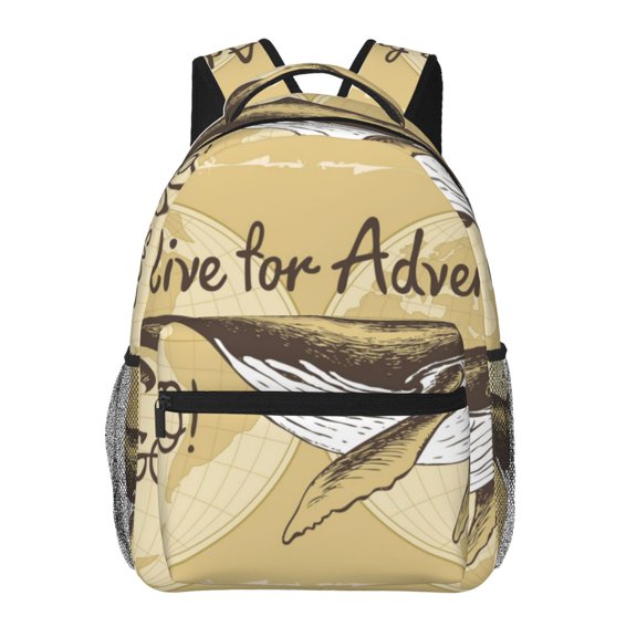 Rateoe We Live for Adventure Pattern Casual Backpack for School, Work, Travel Adjustable Straps, Multiple Compartments Ergonomic Design, Fits Laptops and Tablets