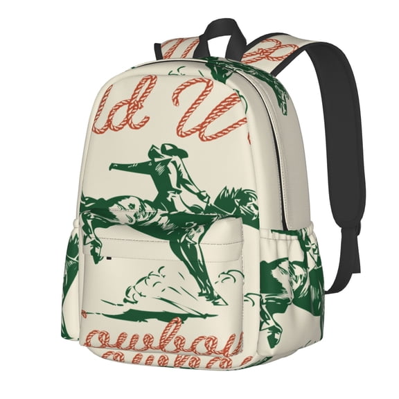 Rateoe West Cowboys Pattern Student Backpack,Backpack for School,Lightweight Bag,Travel Backpack,Outdoor Backpack,Large Capacity Backpack