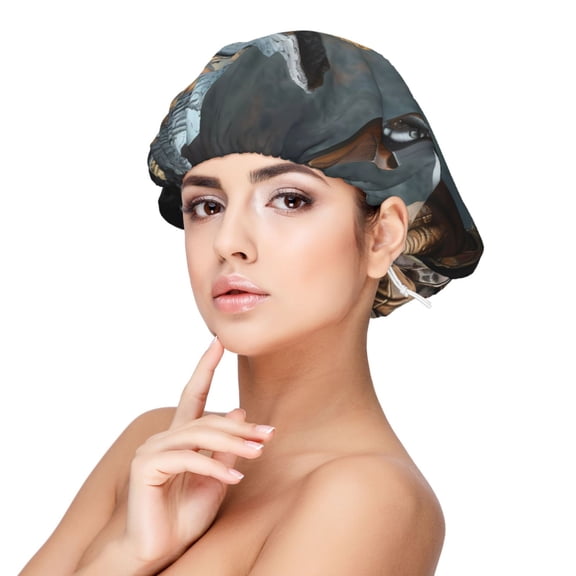 Rateoe Western Cowboy Duck Pattern Silk Satin Hair Bonnet for Sleeping, Adjustable Sleep Cap Turban for Women , Curly Straight Hair Long Large Braid