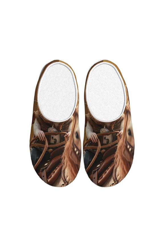 Western Cowboy Guinea Pig Print Women's Men's Cotton Knit Slippers Lightweight Memory Foam Indoor House Shoes with Anti-Skid Sole-46/47