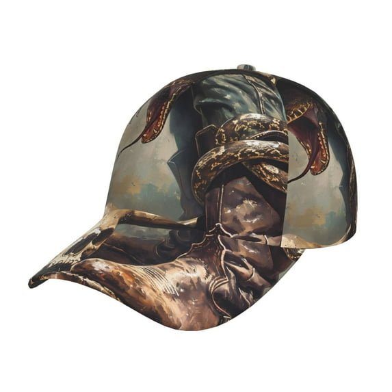 Rateoe Western Cowboy Snake Ram Skull Pattern Baseball Cap Outdoor Cap Mountain Dad Hat - Unstructured Soft Cotton Cap-Adjustable UV Protection Cap