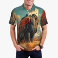 thumbnail image 1 of Rateoe Western Desert Cactus Bald Eagle Pattern Men's Short Sleeve Polo Shirts, Golf Polo Shirts Short Sleeve Performance Moisture Wicking Dry-X-Large, 1 of 6