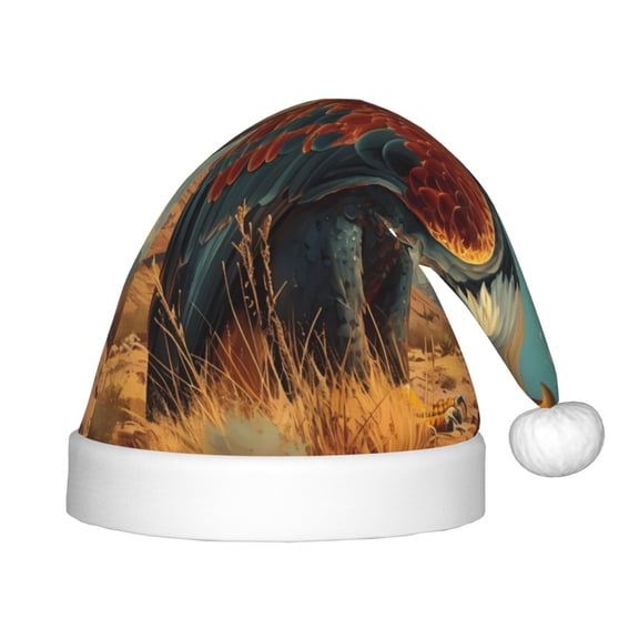 Rateoe Western Desert Cactus Bald Eagle Santa Hat Confortable Christmas Hat for Christmas Party Favors Fit for Kids