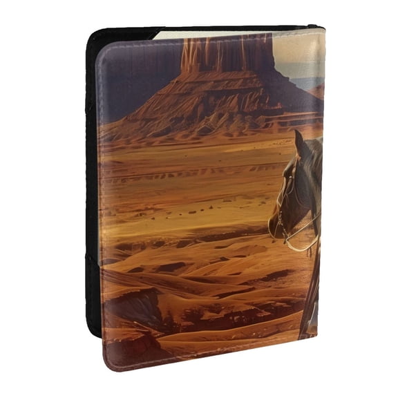 Rateoe Western Desert Cowboy Cloud Pattern Passport Holder Wallet Leather Mulit-purpose Travel Wallet Credit Cards Case ,Passport Cover for Women Men-6.5 in