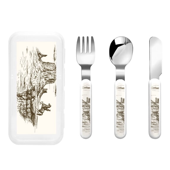 Rateoe Western Desert Cowboys 1 for Stainless Steel Kids Silverware Set - Child and Toddler Safe Flatware - Children's Knife, Fork And Spoon Set