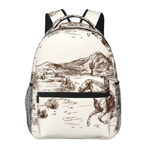Rateoe Western Desert Cowboys3 Pattern Casual Backpack for School, Work, Travel – Adjustable Straps, Multiple Compartments – Ergonomic Design, Fits Laptops and Tablets