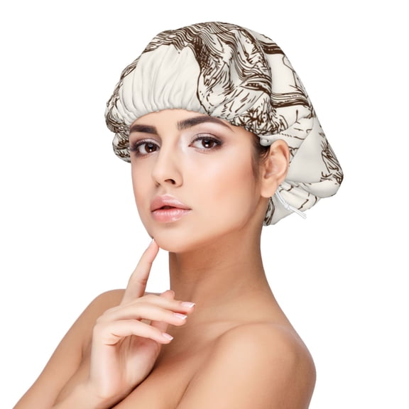 Rateoe Western Desert Cowboys3 Pattern Silk Satin Hair Bonnet for Sleeping, Adjustable Sleep Cap Turban for Women , Curly Straight Hair Long Large Braid