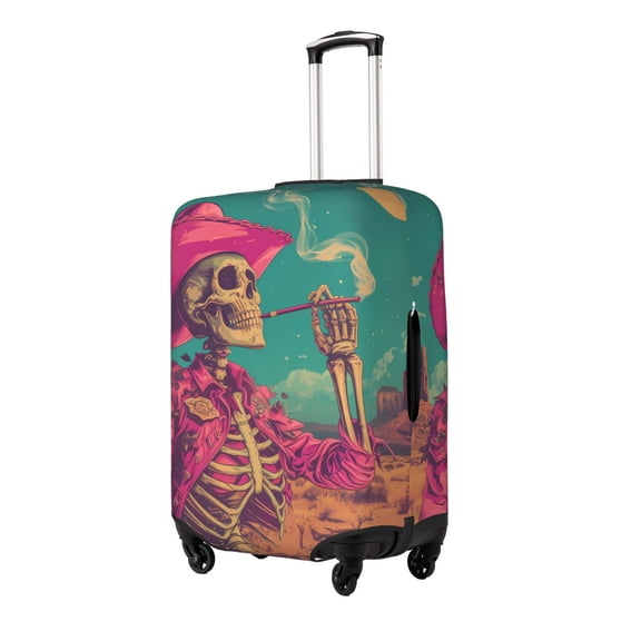 Rateoe Western Desert Skull Cowboy (2) Printed Luggage Cover, Suitcase Protector Fits 18-32 Inch Luggage-Large