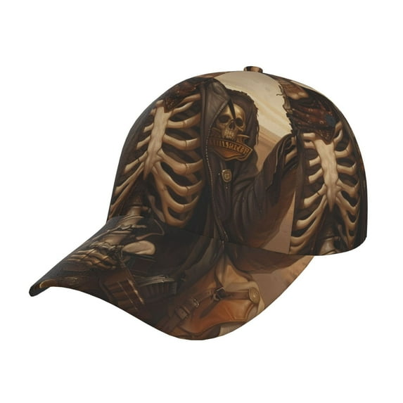 Rateoe Western Skull Cowboy Pattern Men’s Baseball Cap – Adjustable Curved Brim Hat, Soft Cotton Sports Cap for Outdoor, Casual, and Everyday Wear, Comfortable & Breathable