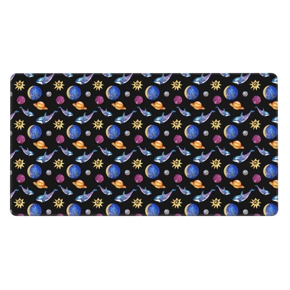 Rateoe Whales In Space Print Mouse Pad - Extended Large Gaming Mousepad,Non-Slip Stitched Edge,16x29.5 Inch