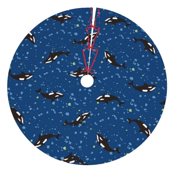 Rateoe Whales Swim Print Christmas Tree Skirt 36" for Xmas Holiday New Year Party Circle Tree Mat Ornaments Decoration