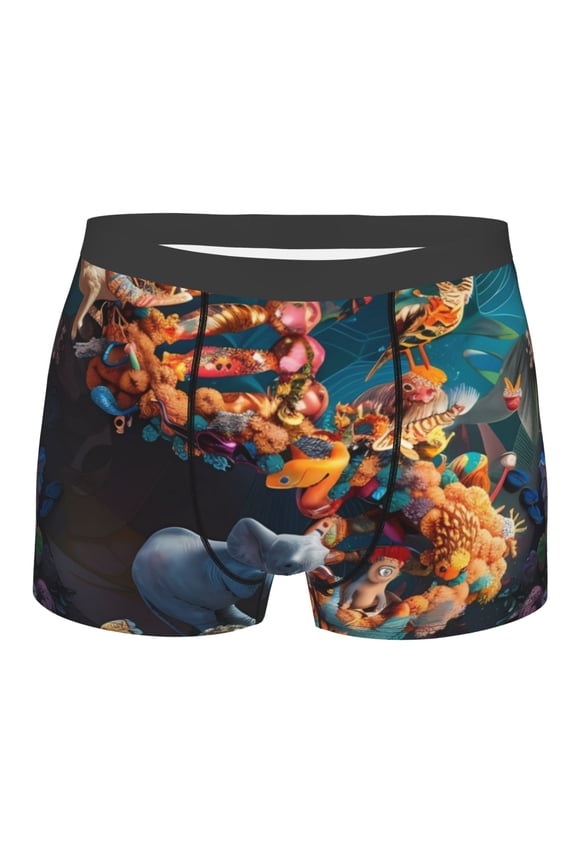 Whimsical Animal Spiral Mens Boxer Briefs Poly Spandex Performance Boxer Briefs Underwear Hem Boxer Briefs - Large