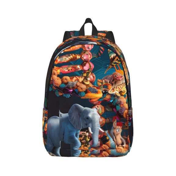 Rateoe Whimsical Animal Spiral Pattern Canvas College Laptop Backpack,Travel Daypack,Durable Rucksack Travel Notebook Bag School Backpack Book Bag for Men Women-Small