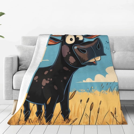 Rateoe Whimsical Cartoon Cow Print Fuzzy Fleece Throw Blanket Extra Large,Super Soft,Fluffy and Warm Blankets for Couch,Bed,All Season Use (50"x40")