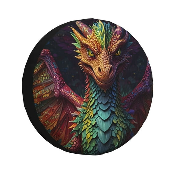 Rateoe Whimsical Dragon Color Cool Pattern Tire Cover Wheel Protectors Weatherproof Wheel Covers Universal Fit for Trailer Rv SUV Truck Camper Travel Trailers Accessories-15 inch
