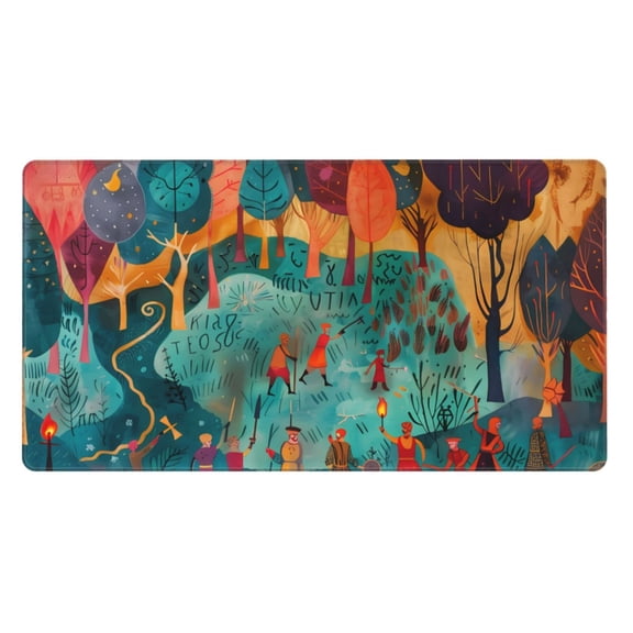 Rateoe Whimsical Forest Scene Print Mouse Pad - Extended Large Gaming Mousepad,Non-Slip Stitched Edge,16x29.5 Inch