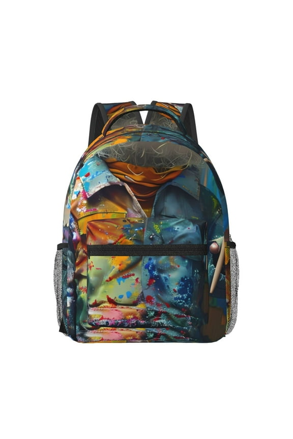 Whimsical Goat Artist Pattern Durable Student Backpack Laptop Bag- Ergonomic Design, Waterproof Twill Fabric - Ideal for School, Travel, and Outdoor Activities-One Size