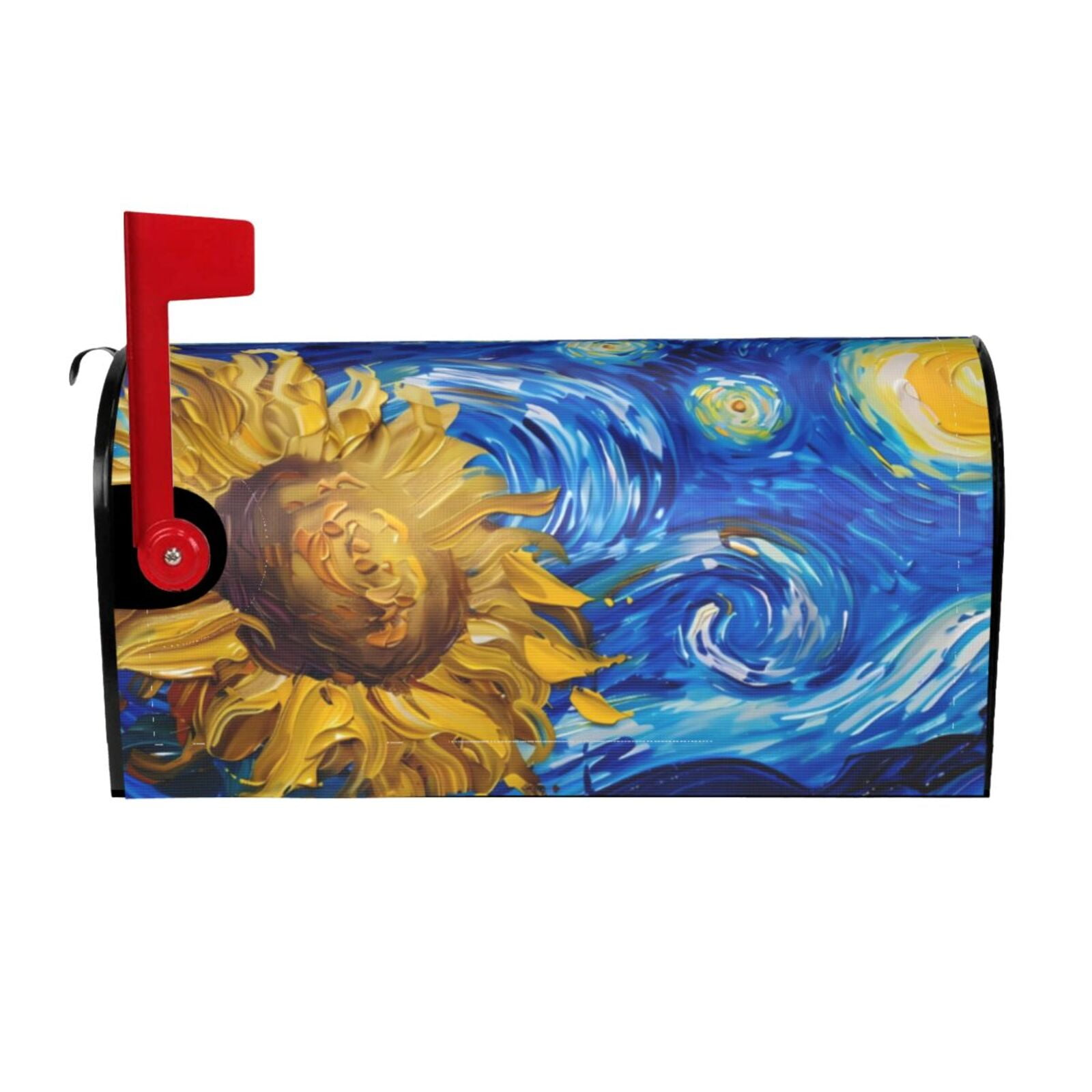Rateoe Whimsical Sunflowers Night Sky Printed Mailbox Covers - Easy to Install Fall, Winter, Spring, Summer Mailbox Cover - Weather and UV-Resistant Mailbox Decor - Mailbox Magnetic Covers-21x18 in