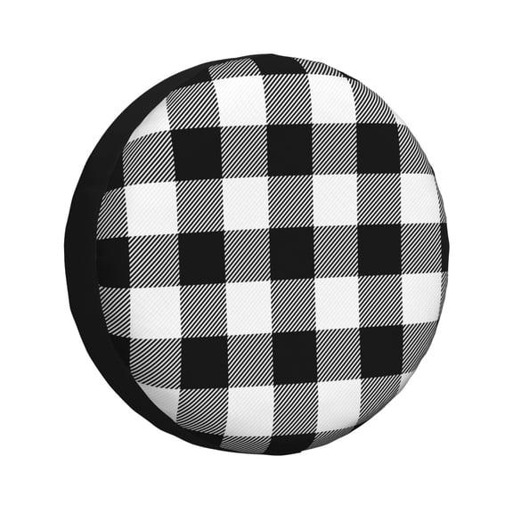 Rateoe White And Black Plaid Pattern Tire Cover Wheel Protectors Weatherproof Wheel Covers Universal Fit for Trailer Rv SUV Truck Camper Travel Trailers Accessories-14 inch