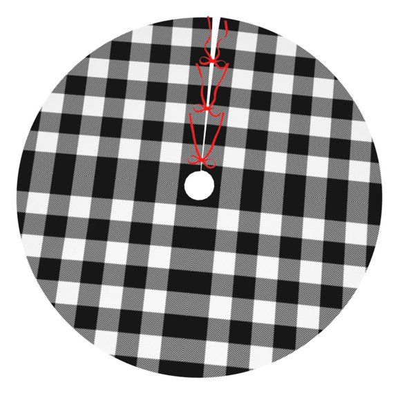 Rateoe White And Black Plaid Print Christmas Tree Skirt 30" for Xmas Holiday New Year Party Circle Tree Mat Ornaments Decoration