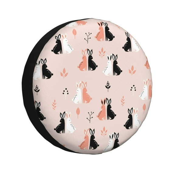 Rateoe White And Black Rabbit Pattern Tire Cover Wheel Protectors Weatherproof Wheel Covers Universal Fit for Trailer Rv SUV Truck Camper Travel Trailers Accessories-