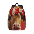 thumbnail image 1 of Rateoe White And Red Daisy Cow Pattern Student Backpack Water-resistant Backpack 15-inch Laptop Backpack Lightweight Adjustable School Backpack, 1 of 6