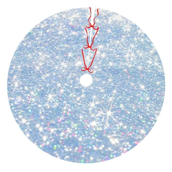 Rateoe White Bule Glitter Print Christmas Tree Skirt 30" for Xmas Holiday New Year Party Circle Tree Mat Ornaments Decoration
