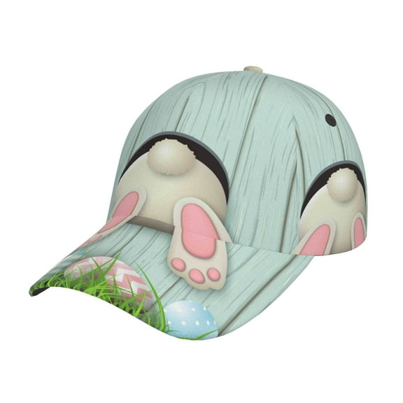 Rateoe White Bunny Bottom And Easter Eggs Pattern Baseball Cap Outdoor Cap Mountain Dad Hat - Unstructured Soft Cotton Cap-Adjustable UV Protection Cap