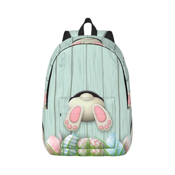 Rateoe White Bunny Bottom And Easter Eggs Pattern Canvas College Laptop Backpack,Travel Daypack,Durable Rucksack Travel Notebook Bag School Backpack Book Bag for Men Women-Small