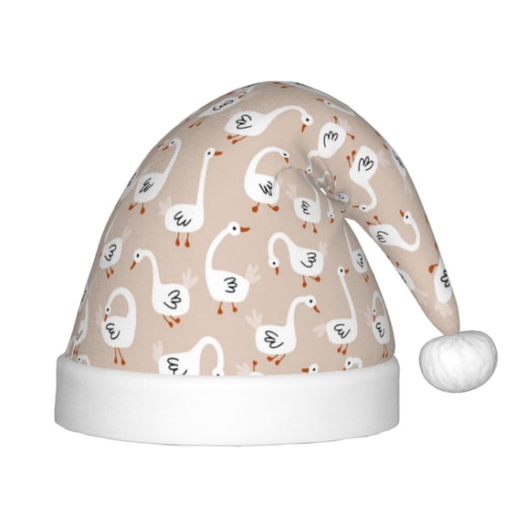 Rateoe White Goose Santa Hat Confortable Christmas Hat for Christmas Party Favors Fit for Kids