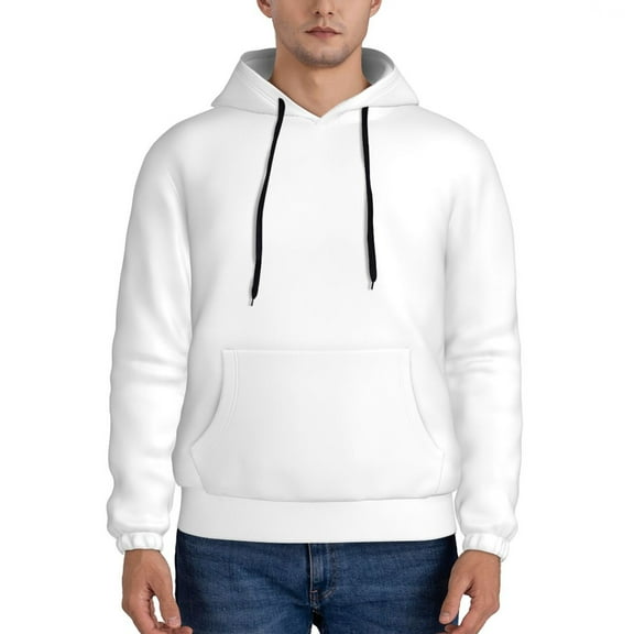 Rateoe White Pattern Mens Hoodie, Pullover Hooded Sweatshirt, Kangaroo Pocket Hoodie Ideal for Daily Wear, Travel and Home-4X-Large