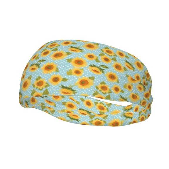 Rateoe White Polka Dot Sunflower A Pattern Sports Headbands ,Moisture Wicking Workout Headband, Sweatband Headbands for Running,Cycling,Yoga,Hairband for Women and Men