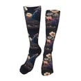 thumbnail image 1 of Rateoe White Purple Flower Chicken print Women's Men's Novelty 20in Crew Socks Cotton Socks Knee High Socks for Walking,Running,Nurses,Pregnancy-One Size, 1 of 8