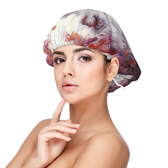 Rateoe White Red Cat Couple Pattern Silk Satin Hair Bonnet for Sleeping, Adjustable Sleep Cap Turban for Women , Curly Straight Hair Long Large Braid
