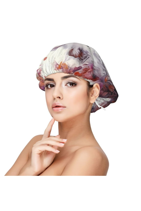 White Red Cat Couple Pattern Silk Satin Hair Bonnet for Sleeping, Adjustable Sleep Cap Turban for Women , Curly Straight Hair Long Large Braid