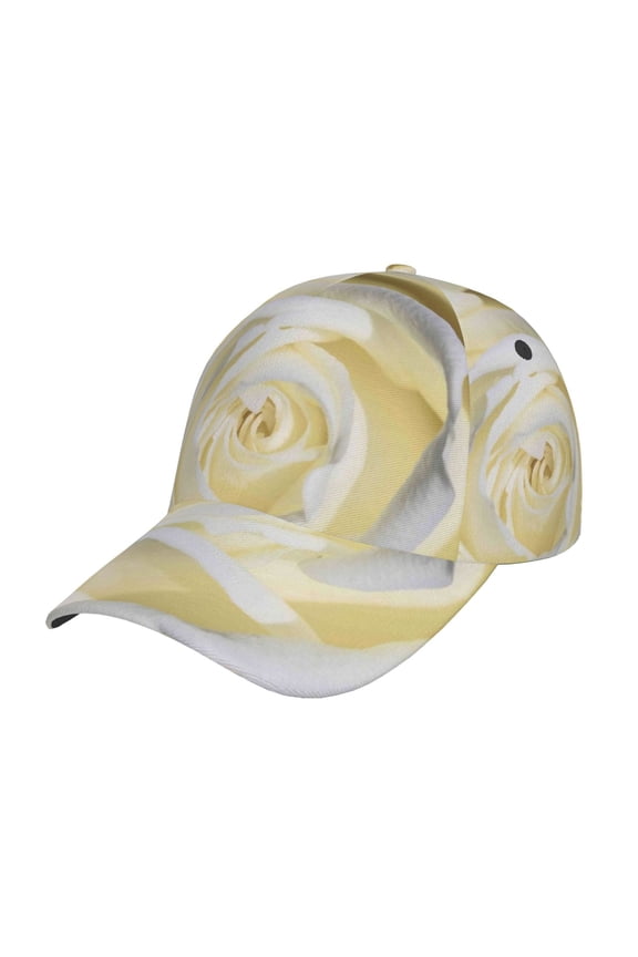 White Rose Pattern Baseball Cap Outdoor Cap Mountain Dad Hat - Unstructured Soft Cotton Cap-Adjustable UV Protection Cap