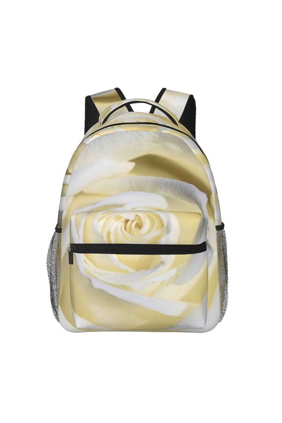 White Rose Pattern Casual Backpack for School, Work, Travel Adjustable Straps, Multiple Compartments Ergonomic Design, Fits Laptops and Tablets