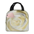 thumbnail image 1 of Rateoe White Rose Pattern Insulated Lunch Bag with Thick Aluminum Foil Lunch Tote Bag with Front Pocket for Men and Women, Ideal for Work, School, Picnics, and Travel, 1 of 5